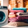 close-up-stack-folded-towels-counter-generative-ai_1034474-13683